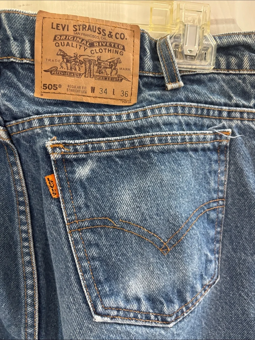 Classic 505 Men's Blue Straight-Leg Jeans Mexico Orange Tab